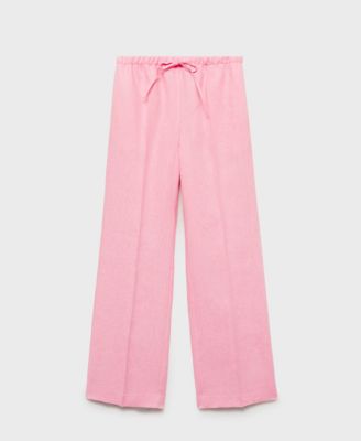 Women's Bow Straight-Fit Linen Pants