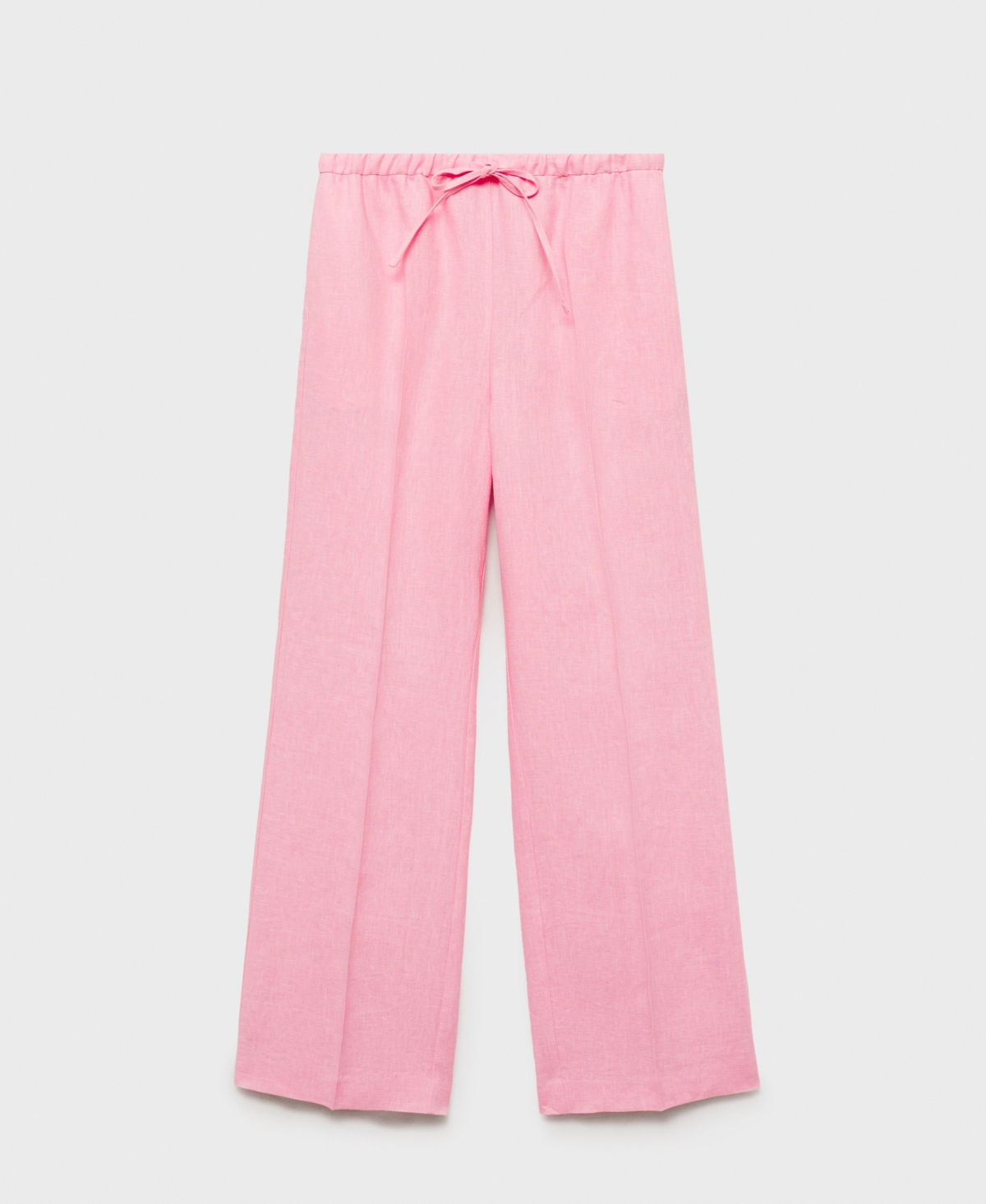 Shop Mango Women's Bow Straight-fit Linen Pants