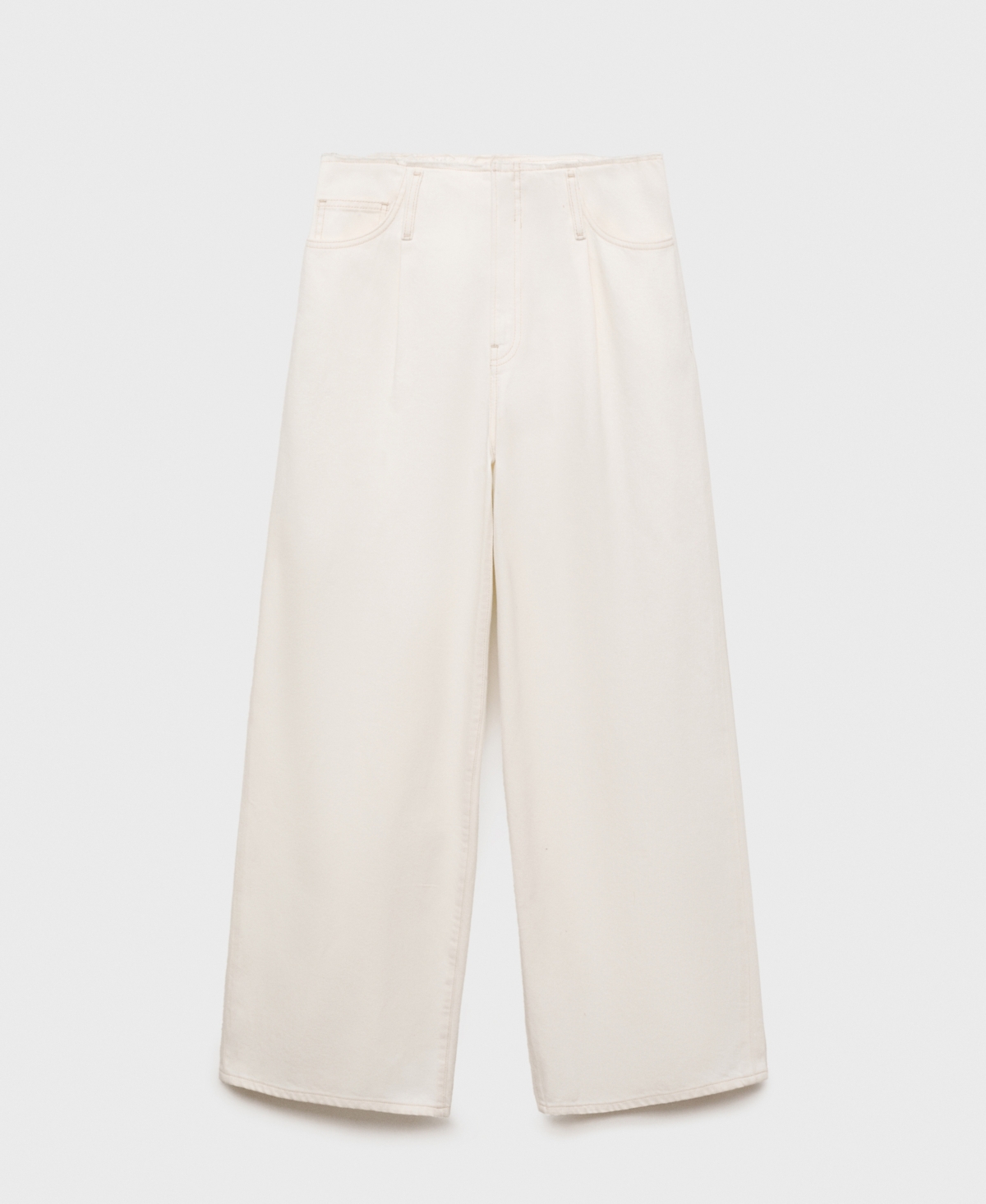 Shop Mango Women's Frayed Waist Wide Leg Denim Pants