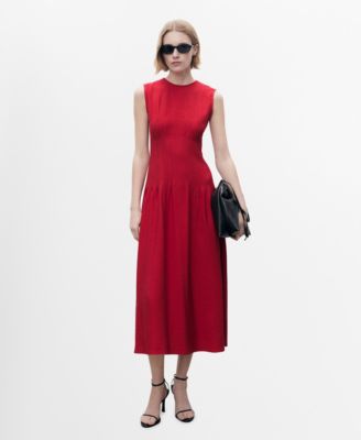 MANGO - Women's Pleated A-Line Dress