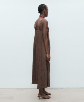 Women's Bow Detail Textured Midi Dress