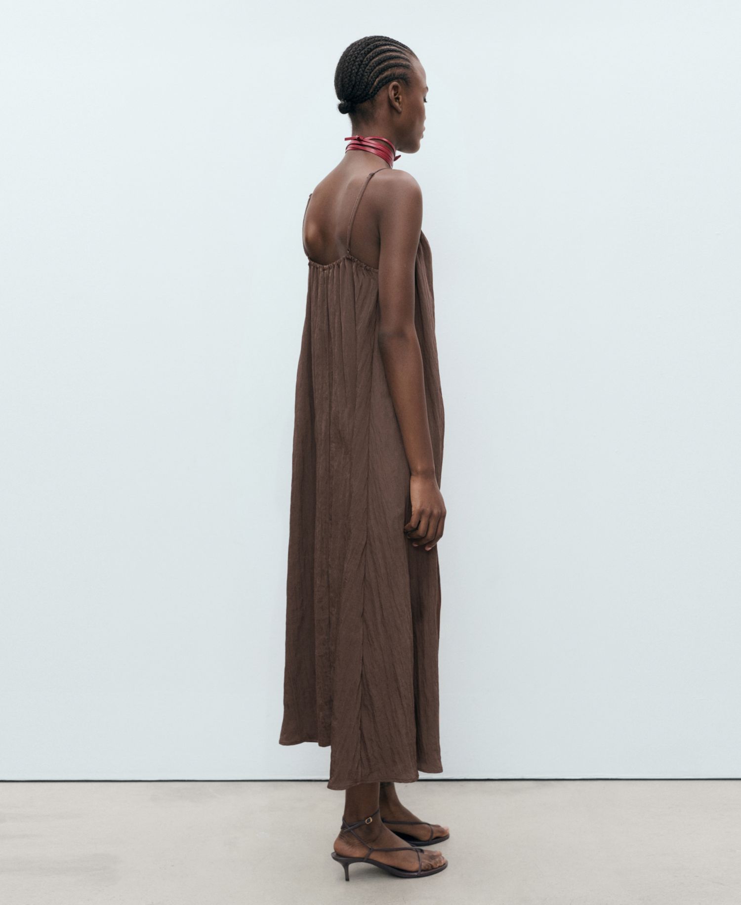 Women's Bow Detail Textured Midi Dress