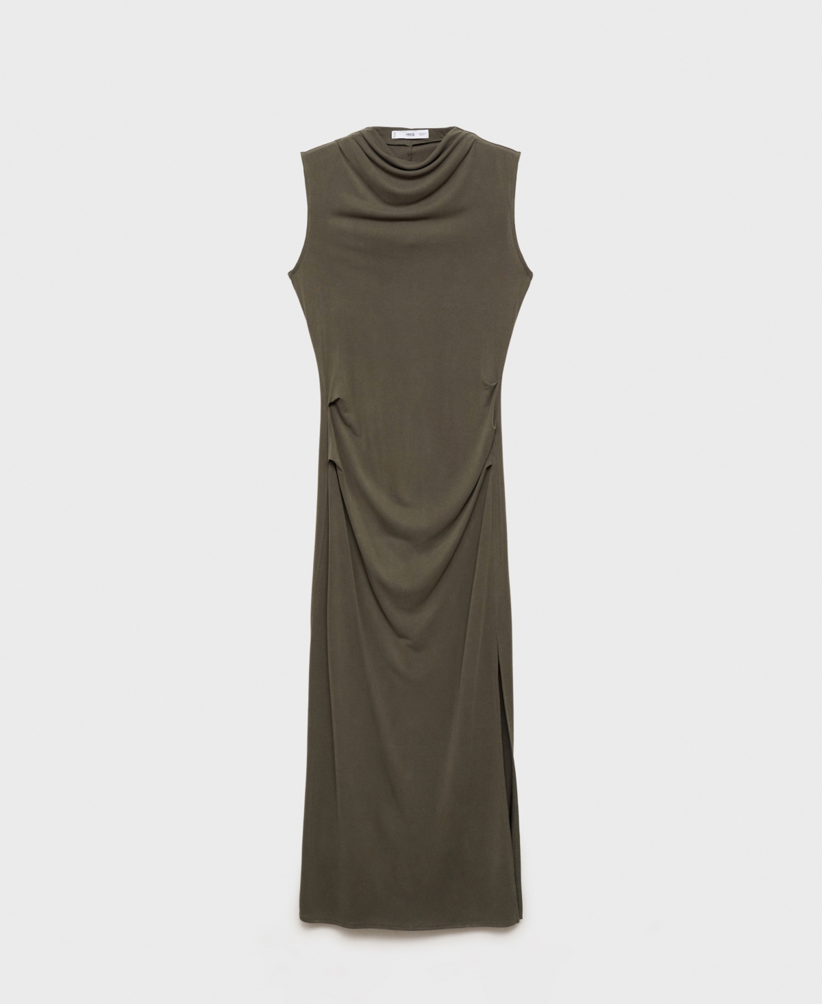 Mango Draped Sleeveless Modal Blend Maxi Dress In Green