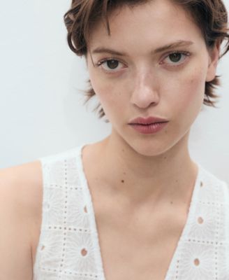 Women's Bows Detail Embroidered Cotton Vest