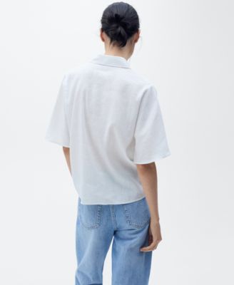 Women's Short Sleeve Linen-Blend Shirt