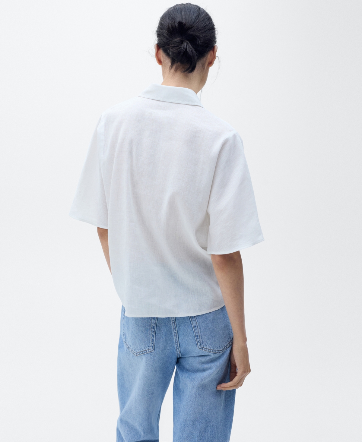 Mango Women's Short Sleeve Linen-Blend Shirt