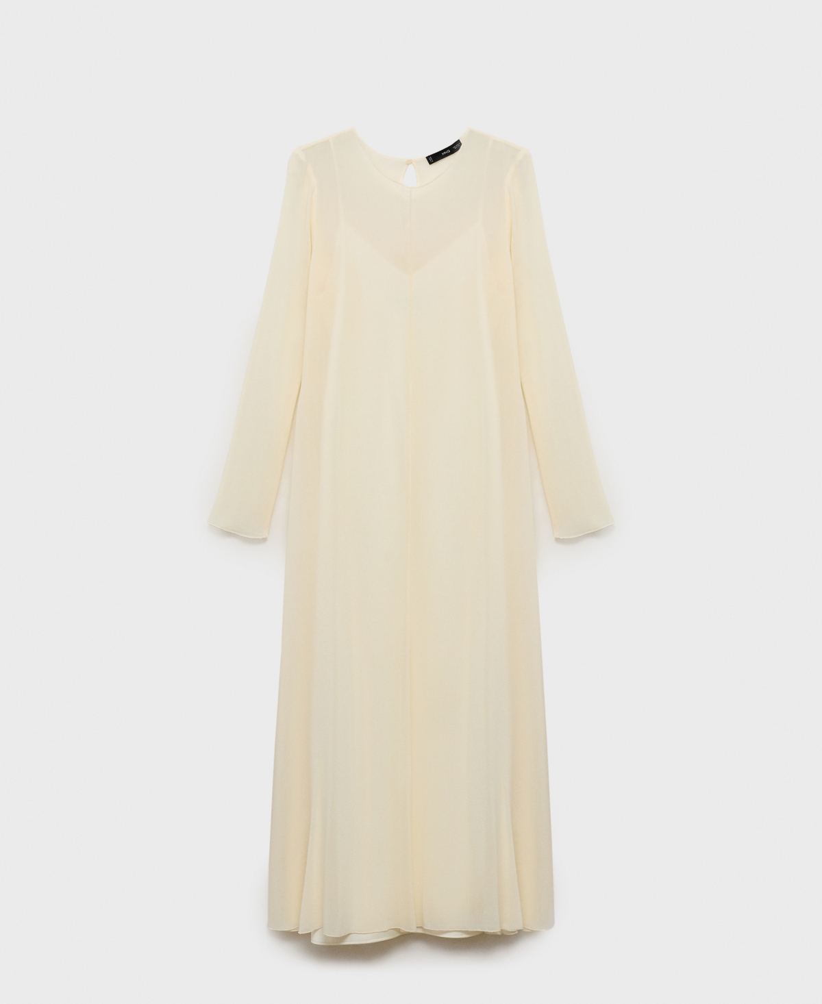 Mango Mesh Overlay Long Sleeve Maxi Dress In White