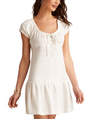 Women's Tie-Neck Short-Sleeve Market Mini Dress