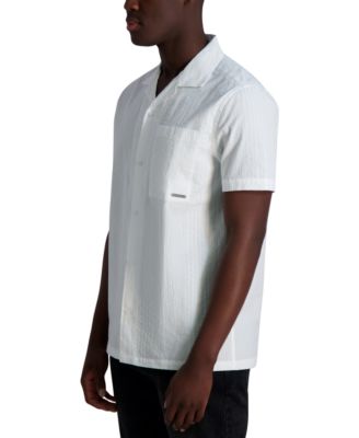 Мужская тканая рубашка с коротким рукавом и принтом от КАРЛА ЛАГЕРФЕЛЬДА в ПАРИЖЕ