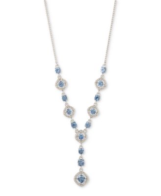 Колье-лариат Givenchy с серебристым паве и круглыми кристаллами Halo, удлинитель 16 дюймов + 3 дюйма