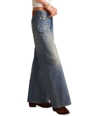 Juniors' Cotton Super Low Rise Ultra Wide Jeans