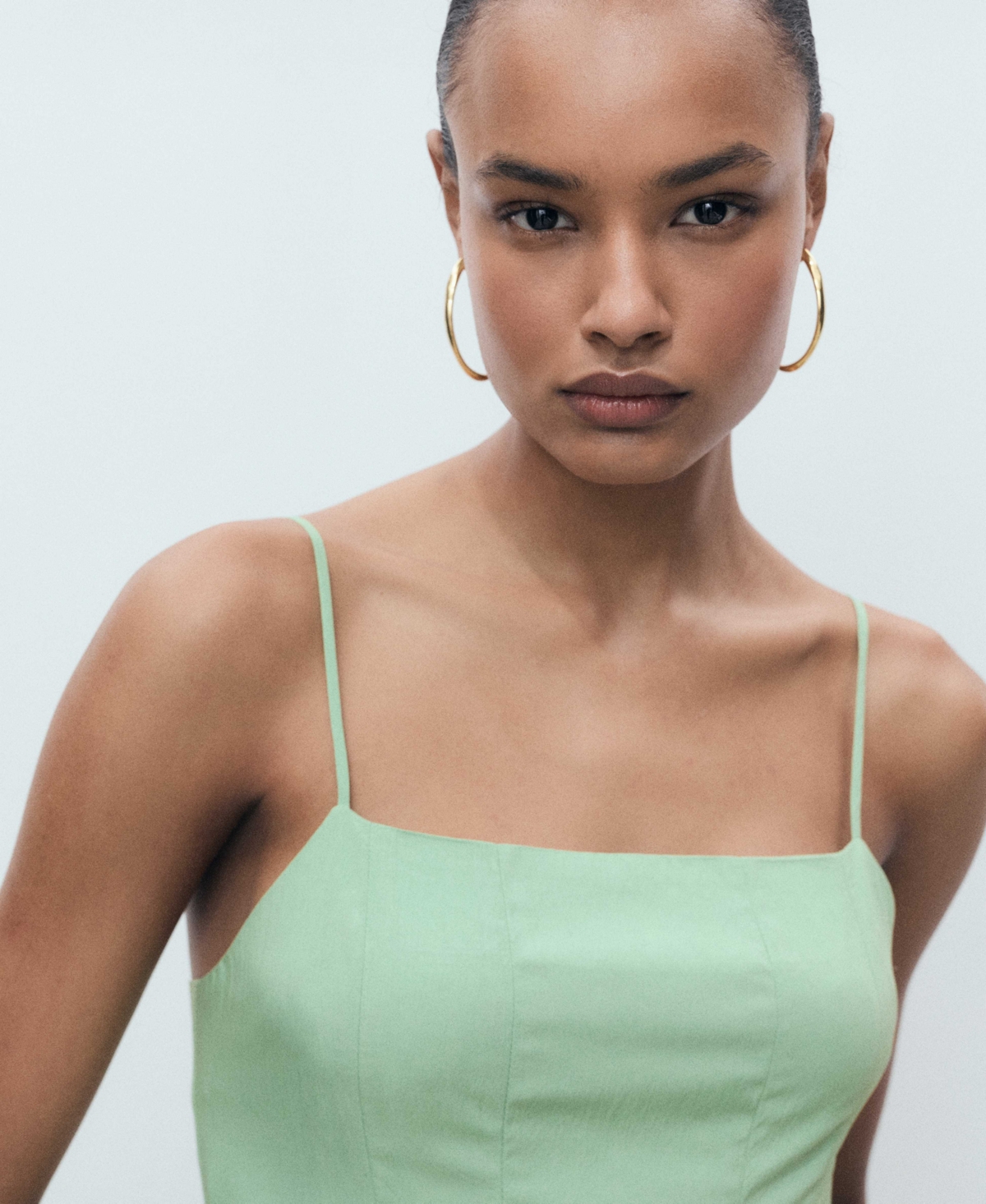 Mango Midi Dress With Darts Mint Green