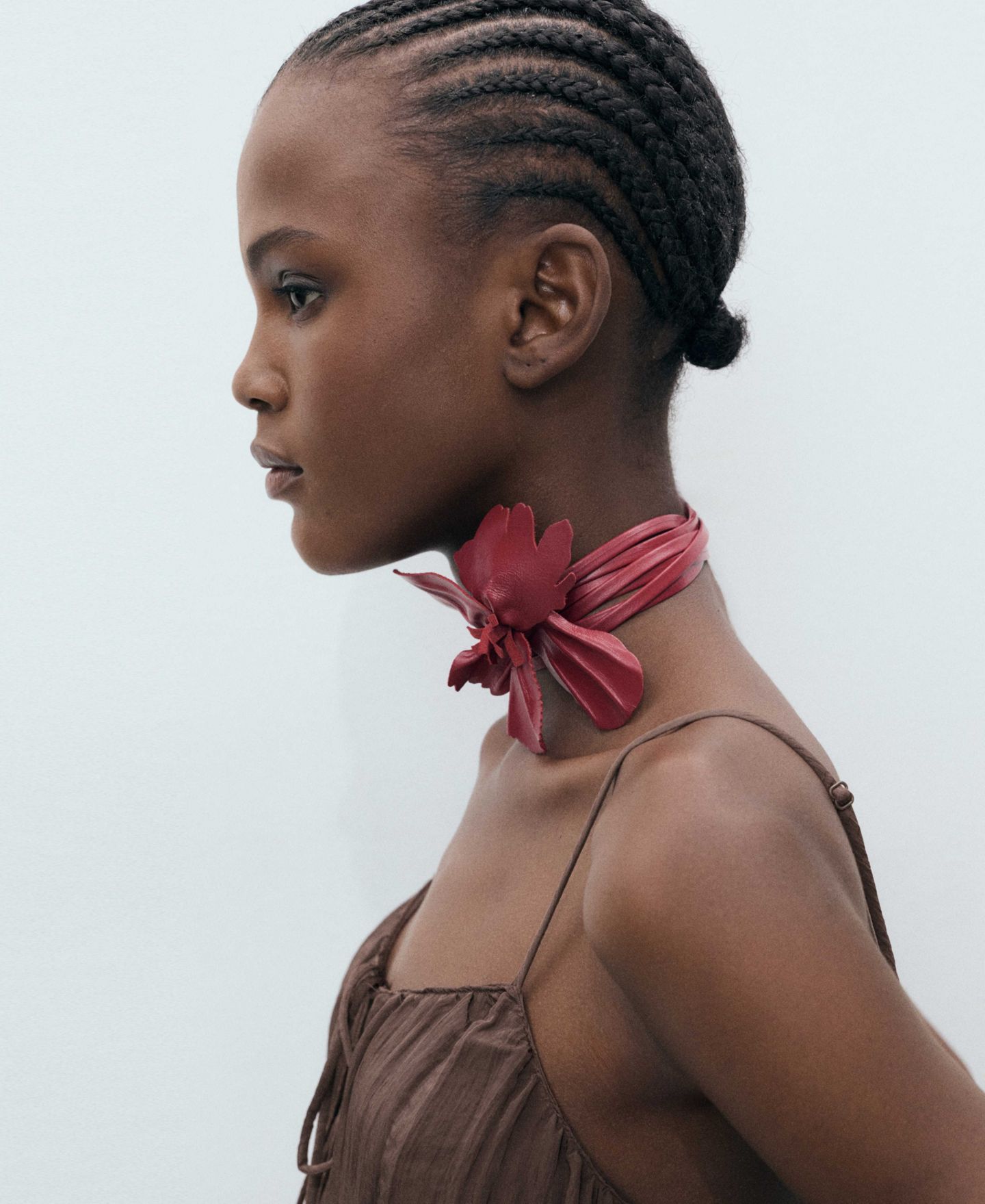 Женское платье Mango Bow Detail Textured Midi, цвет: Коричневый — фото 7