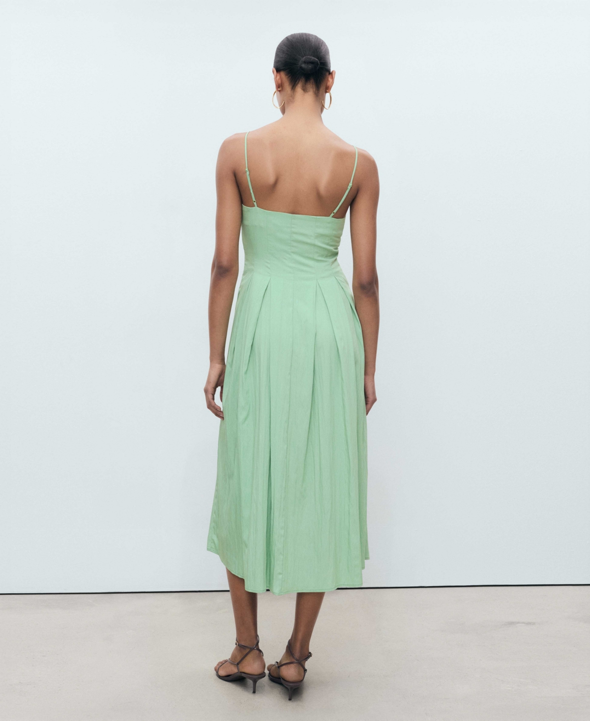 Mango Midi Dress With Darts Mint Green