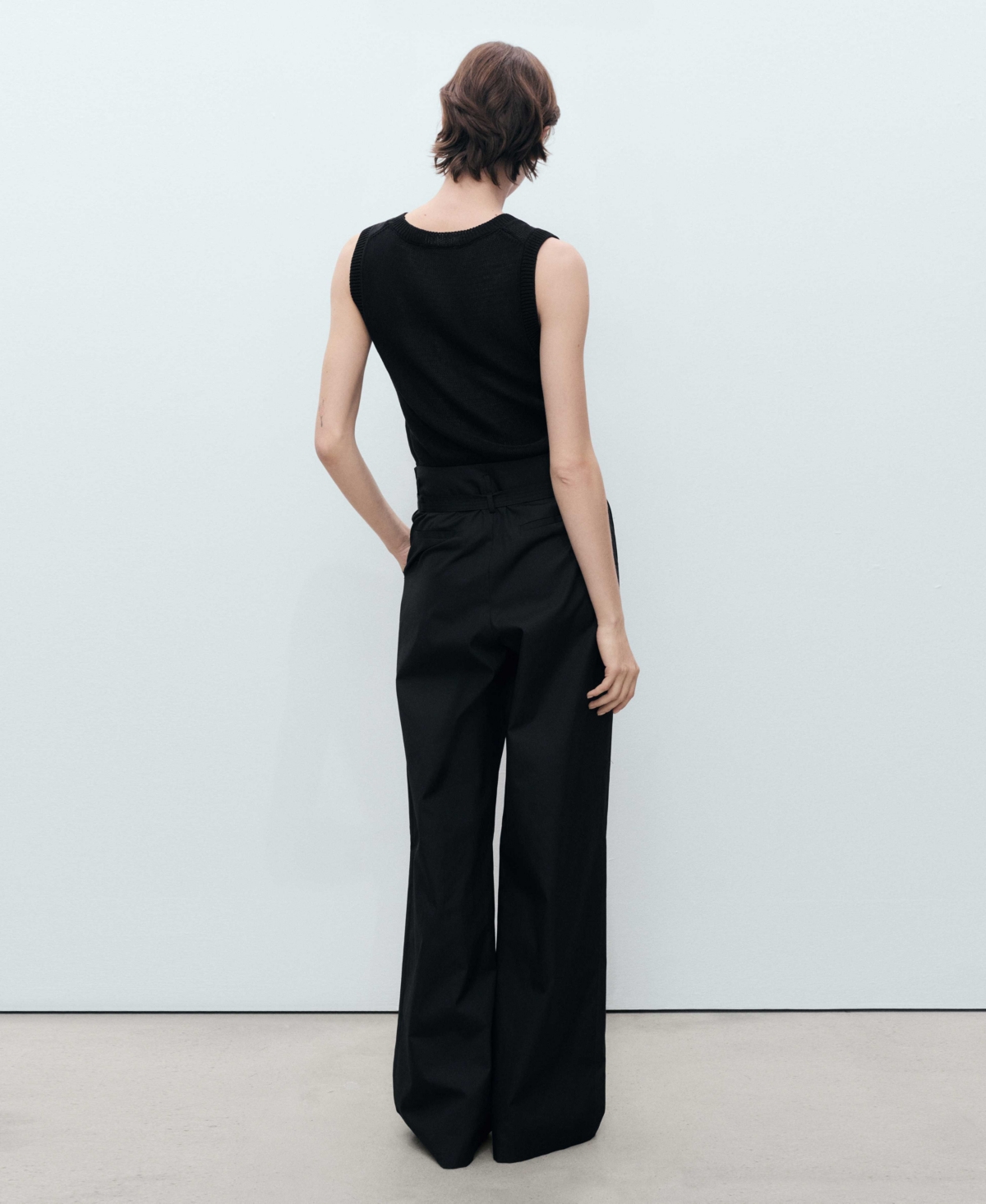 Shop Mango Women's Belted Wide Leg Cotton Pants