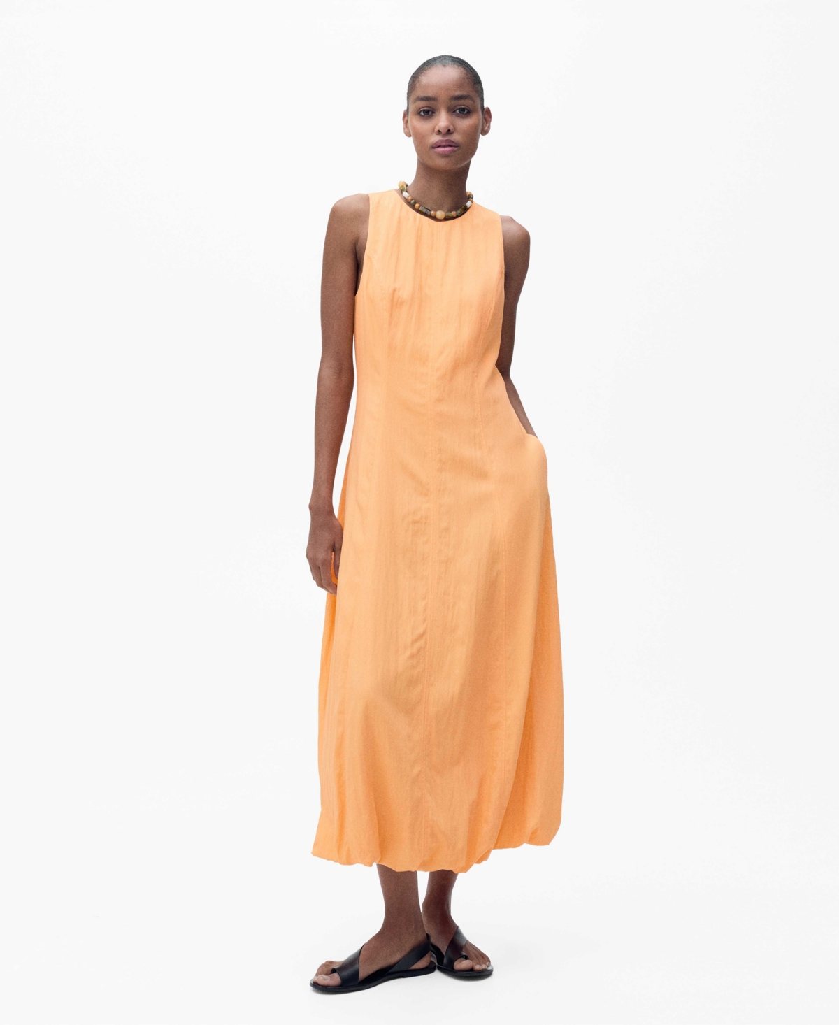 Mango Women's Puffed Hem Midi Dress