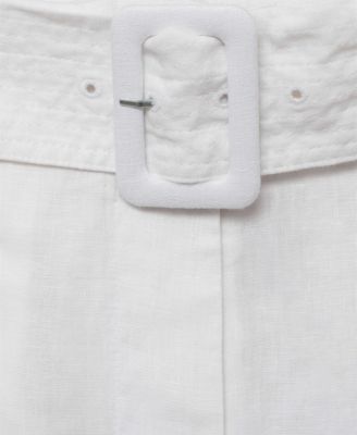 Women's Belt Linen-Blend Bermuda Shorts