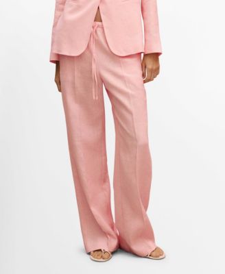 Women's Bow Straight-Fit Linen Pants