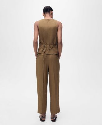 Women's Linen-Blend Pleated Pants