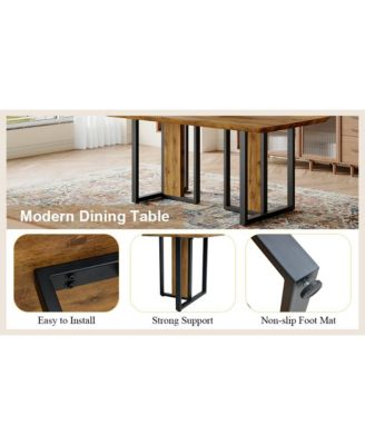 Streamdale Textured Wood MDF Dining Table Set, 4 Fabric Chairs (67"x36