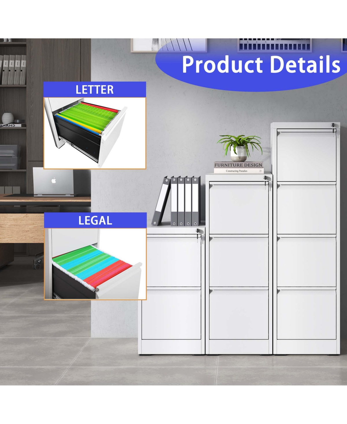 Streamdale 5-Drawer Vertical File Cabinet with Lock