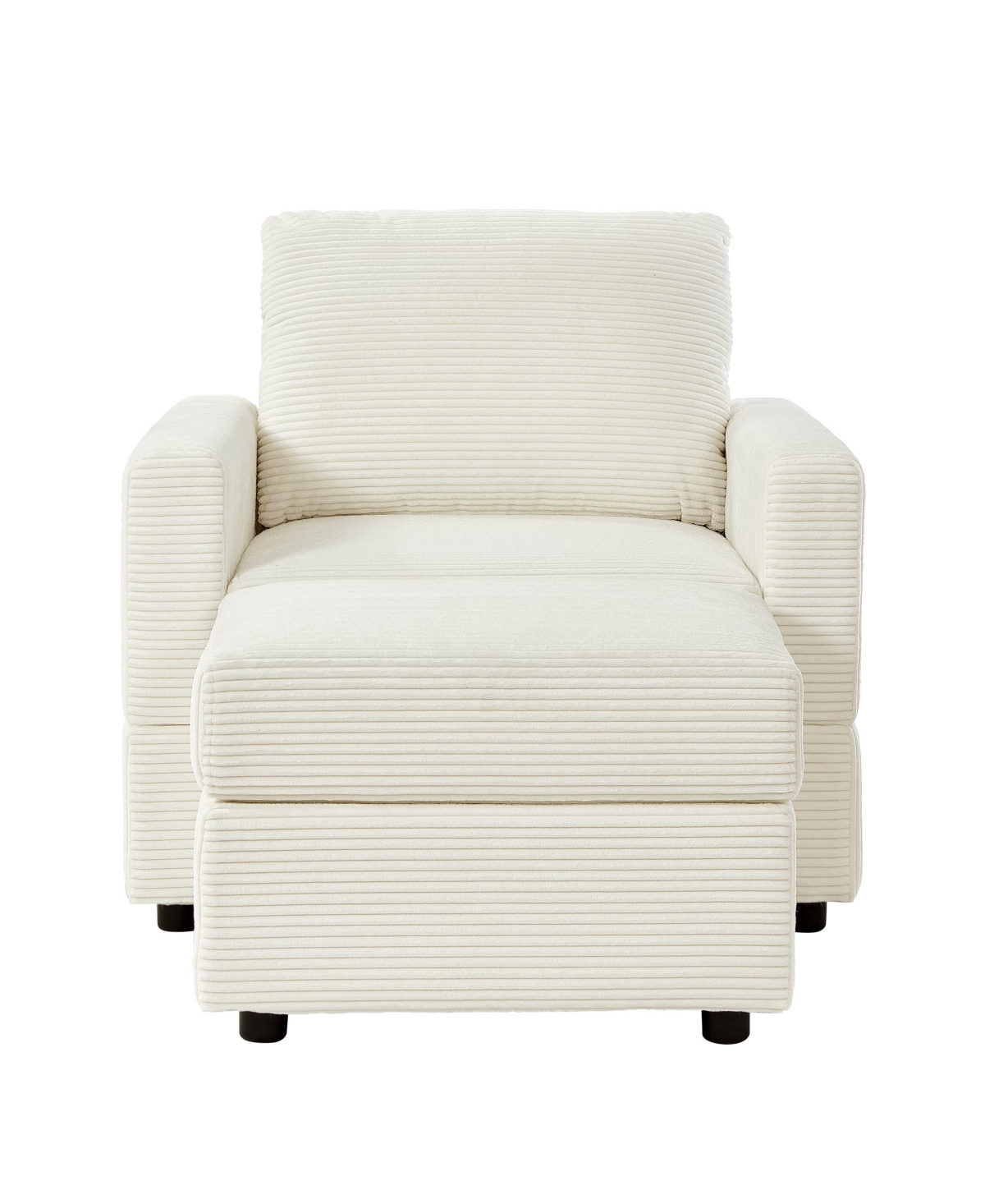 Streamdale Corduroy Chaise Lounge with Ottoman for Living Room - Beige