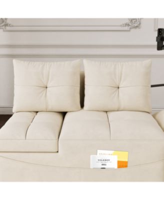 Streamdale 3-in-1 Velvet Sofa Bed with USB, Phone Stand, and Adjustable Back (Beige)