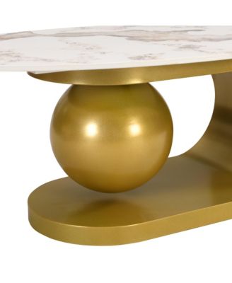 Modern Marble Pattern Coffee Table with Gold Base (47.2")