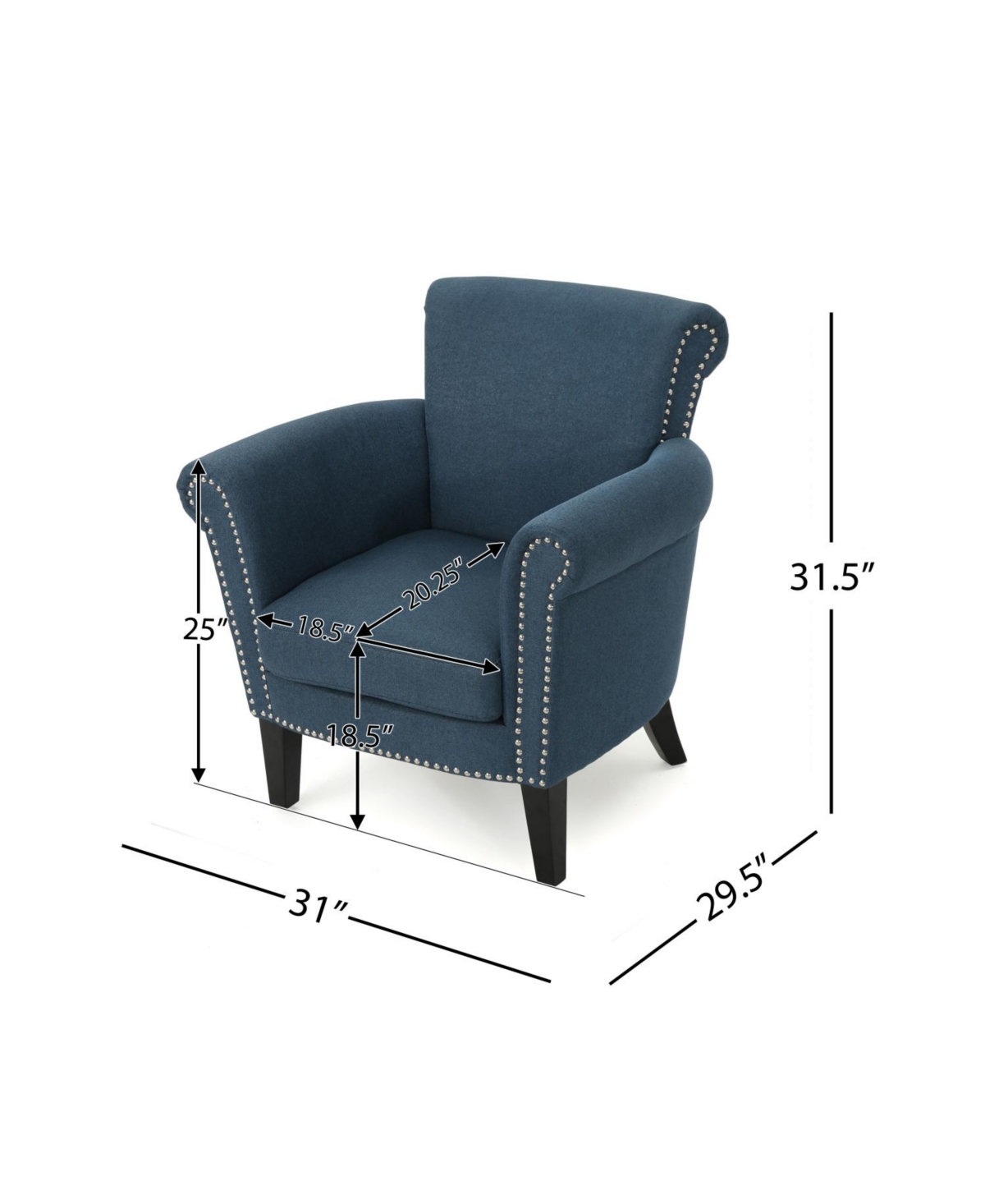 Streamdale Furniture Luxury Upholstered Club Chair with Elegant Nailhead Trim