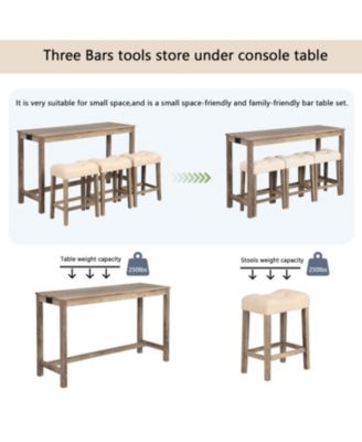 Bar Table Set with 3 Stools & Power Outlet