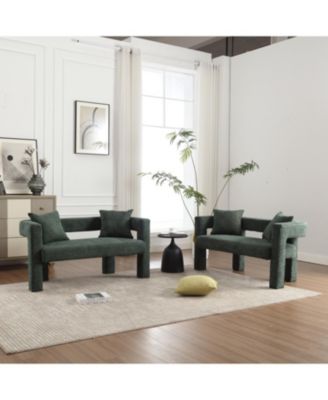 Streamdale Upholstered Chenille Loveseat Compact Sofa for Living Areas (Emerald)