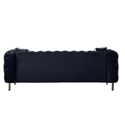 Streamdale Chesterfield Modern Tufted Velvet Living Room Sofa, 84.25"W Couch,Black