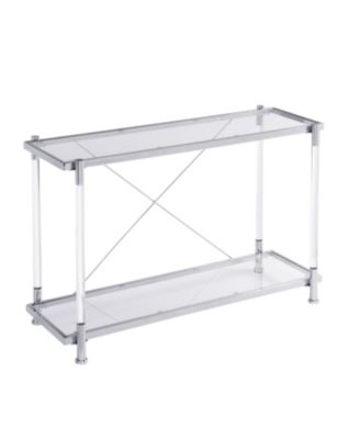 Chrome & Acrylic Glass Sofa Table with Storage Shelves