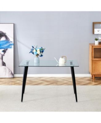 Glass Dining Table with Black Base Refined Versatility