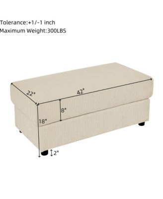 Streamdale L-Shaped Corduroy Sofa with Ottoman, Storage & Cup Holders