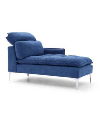 Streamdale 55" Fabric Chaise Lounge – Blue Upholstery with Armrest & Pillow – Modern Chair
