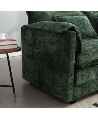 Streamdale Chenille fabric, removable armrests with side pockets, high density sponge filling, oversized double sofa with footstool