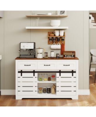 Streamdale 53" Farmhouse Buffet Cabinet with Sliding Barn Doors and Drawers