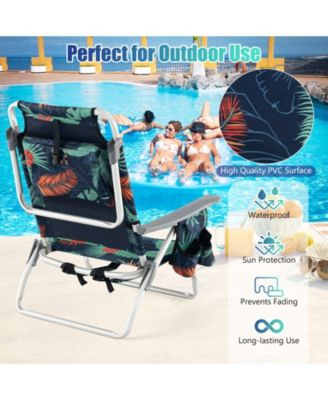 2 Pieces Folding Backpack Beach Chair with Pillow