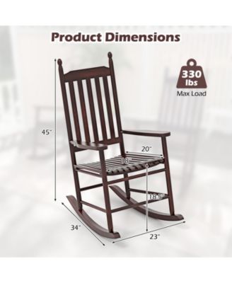 High-Back Acacia Wood Outdoor Rocking Chair with Solid Rocking Base