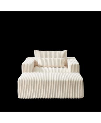 Corduroy Sponge Sofa Lounge Chair with Removable Footrest
