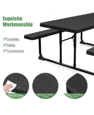 6ft Picnic Table with 2 Benches Heavy-Duty Table for 6-8 Person