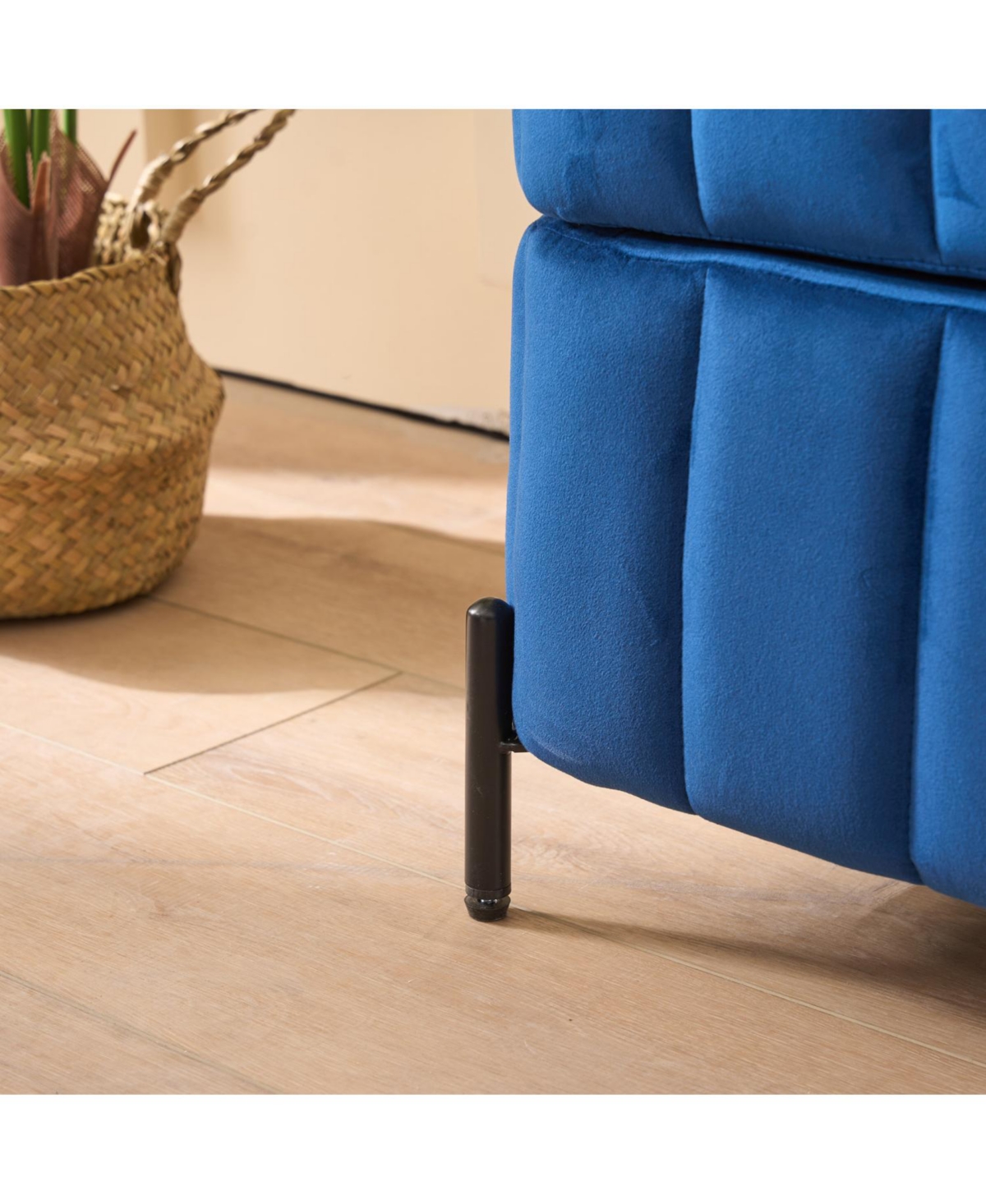 Streamdale 49.21"Wide Velvet Storage Soft Bench for Living Room, Entryway and Bedroom. Navy