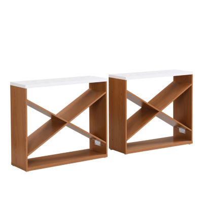 70.87" Farmhouse Table with Storage, X-Shape, Detachable Extra-Long