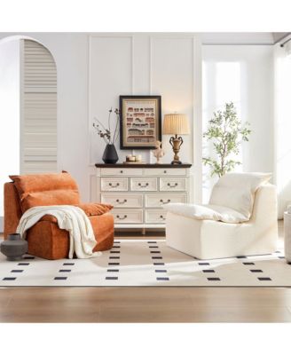 Armless Floor Chair with Backrest, Single Sofa Lounger, Living Room, Bedroom, Office