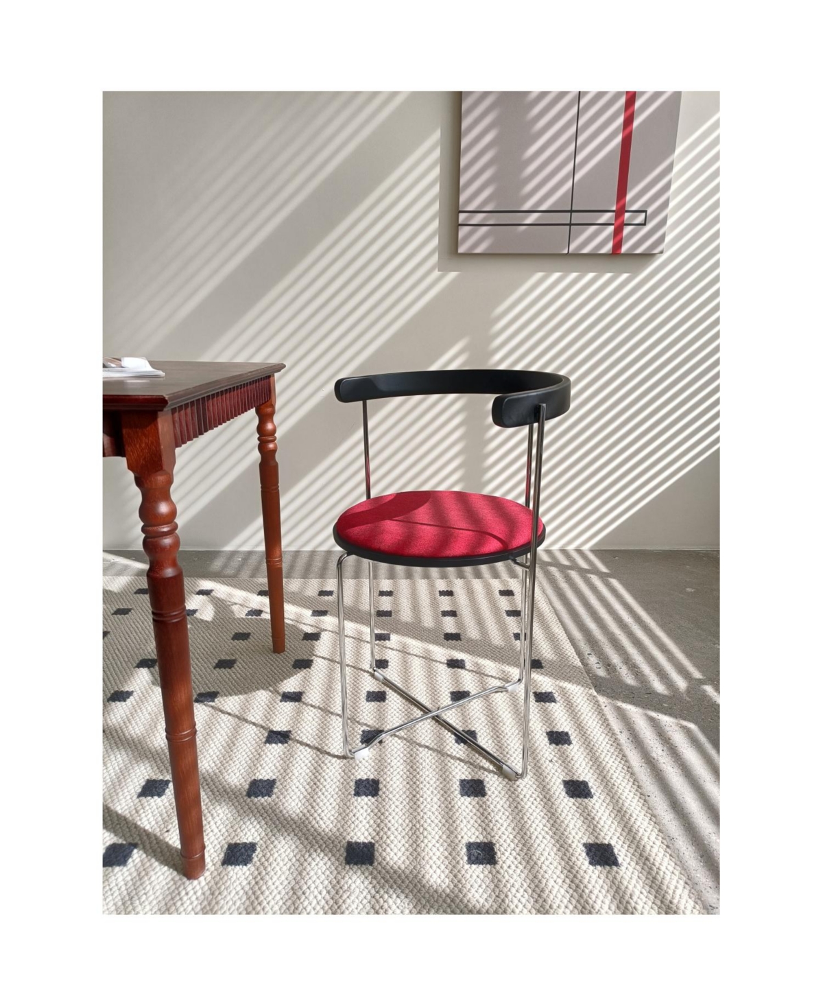 Streamdale Modern Chrome Frame Folding Chair with Wood Back