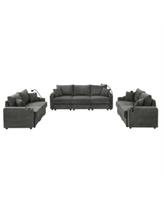 Streamdale Modern 7-Seat Sofa with Cup Holders, Chargers, Storage
