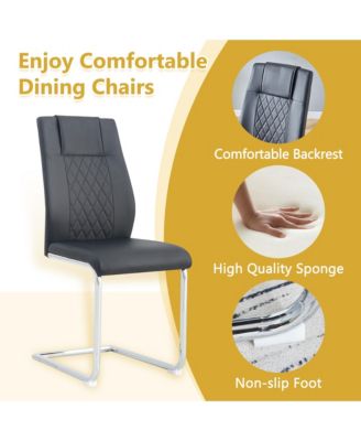 Streamdale Cream-Style MDF Dining Table Set with 4 Black Chairs and Silver Legs