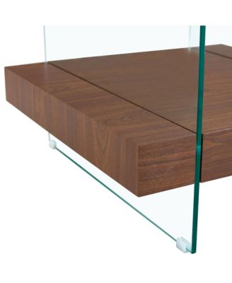 31.4" Tempered Glass & MDF 2-Tier Modern Square Coffee Table