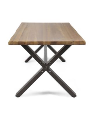 Acacia Coffee Table, Teak/Rustic Metal, Brown/Black, 18"H 27"W 43"L